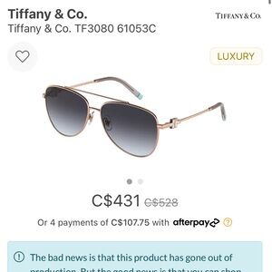 Tiffany and Co. Pilot TF 3080 AUTHENTIC Sunglasses